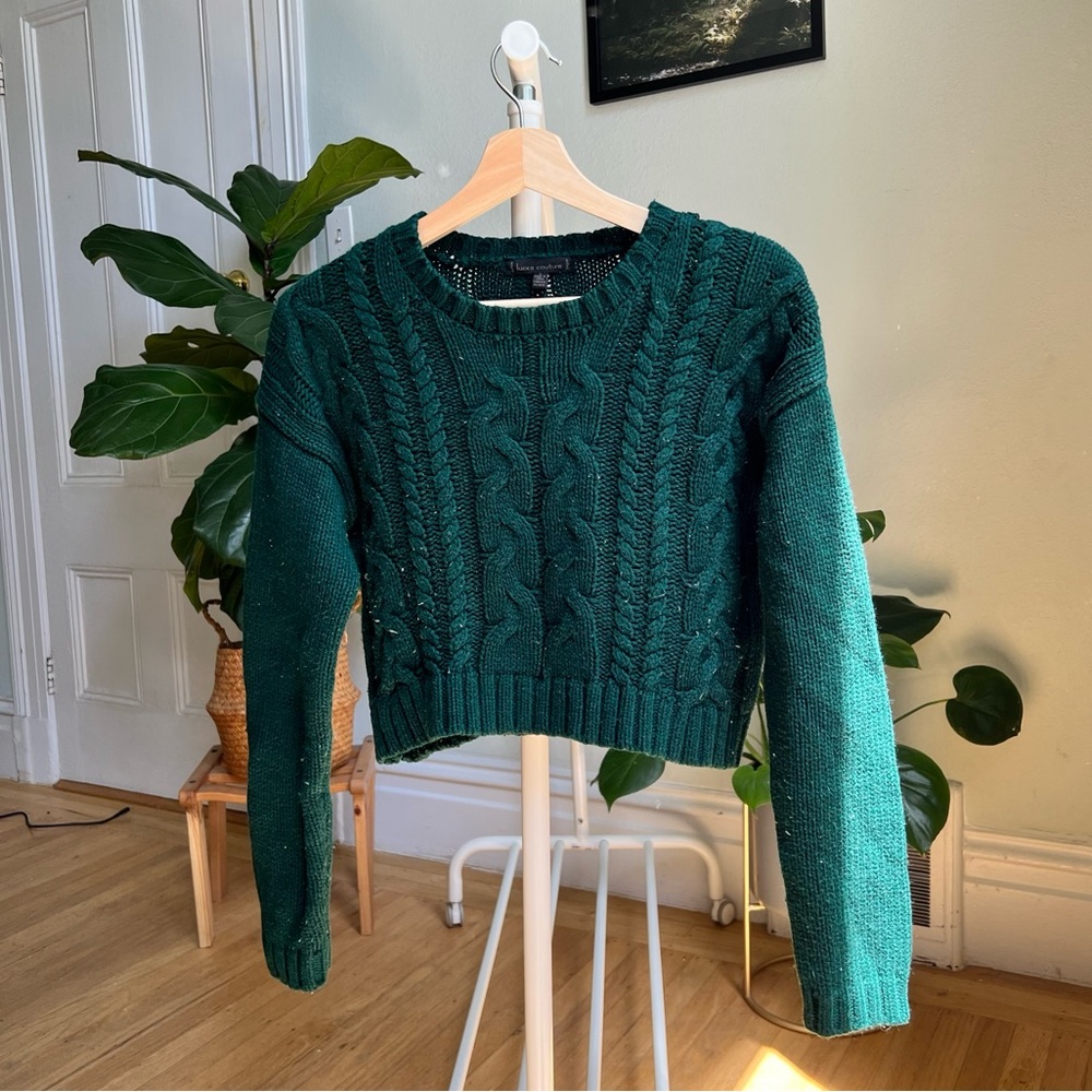 Couture Cropped Knit Sweater